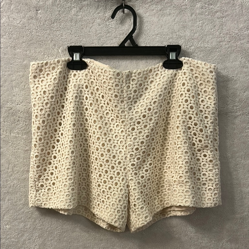 Banana Republic Cream High Waist Crochet Shorts